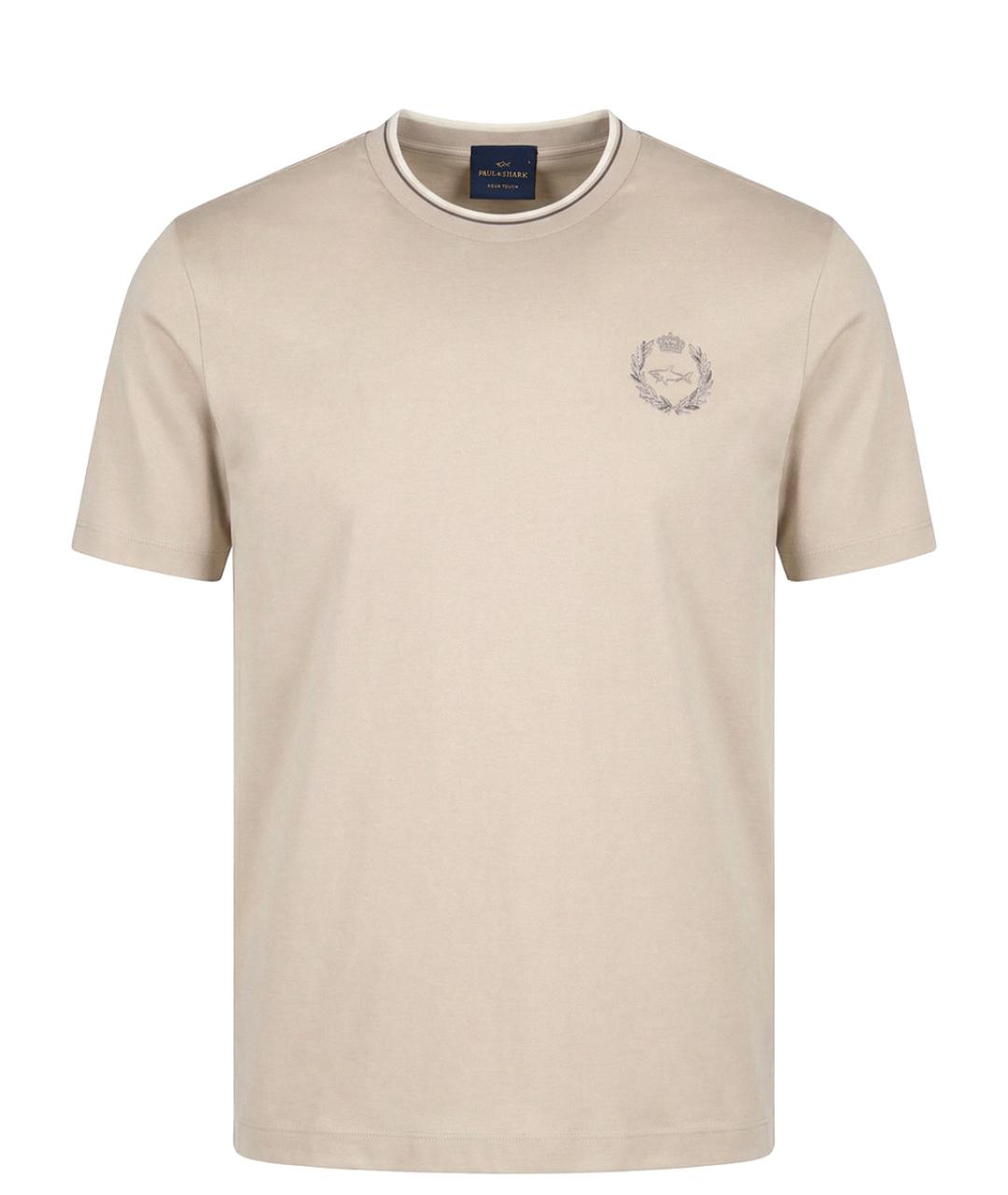 PAUL & SHARK Бежевая хлопковая футболка, фото 1