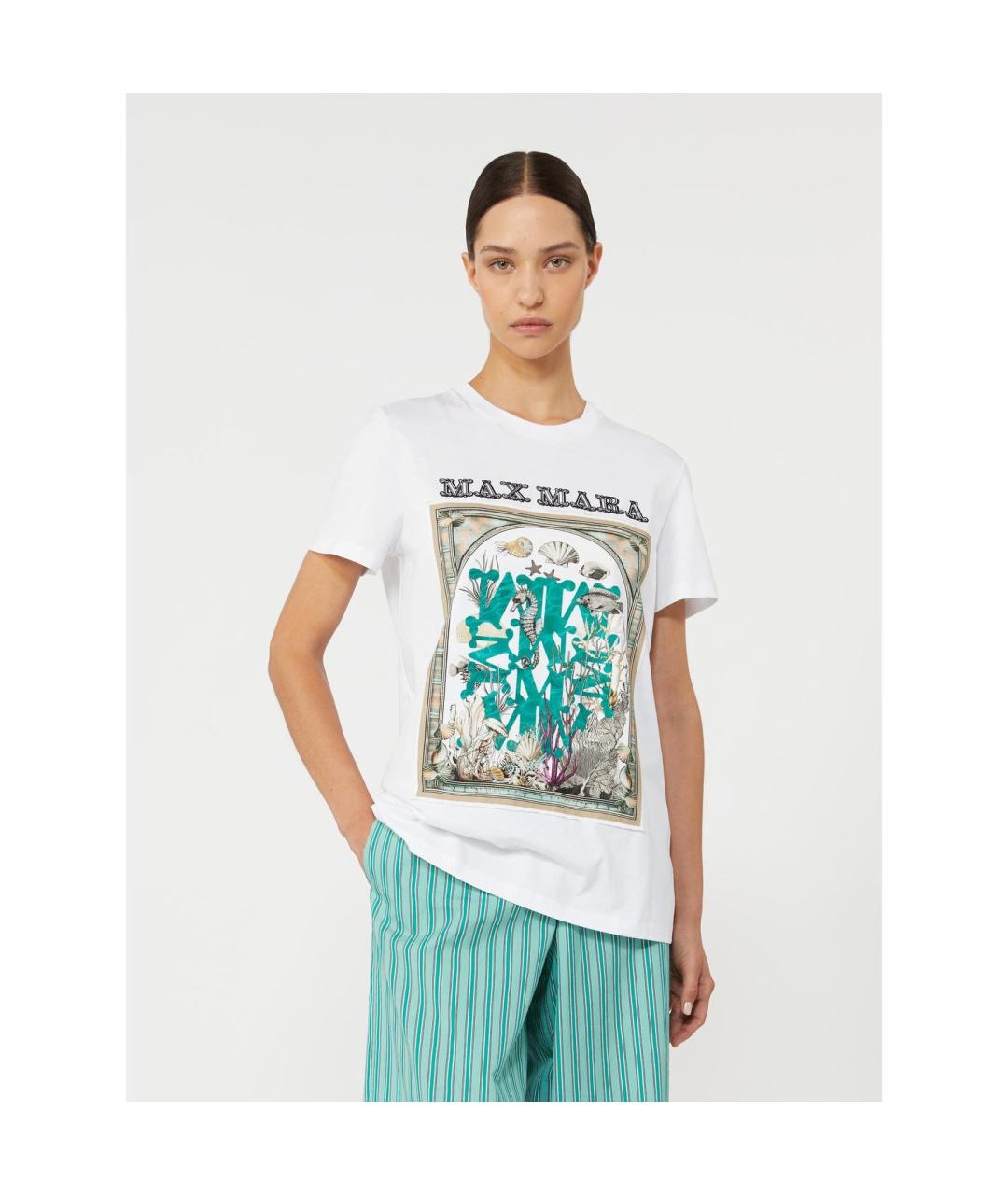 MAX MARA Белая хлопковая футболка, фото 4