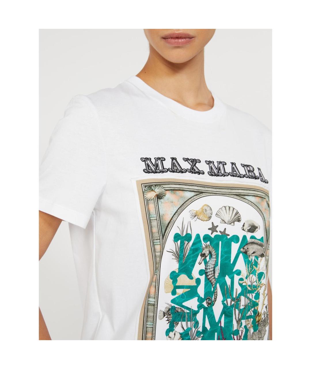 MAX MARA Белая хлопковая футболка, фото 3