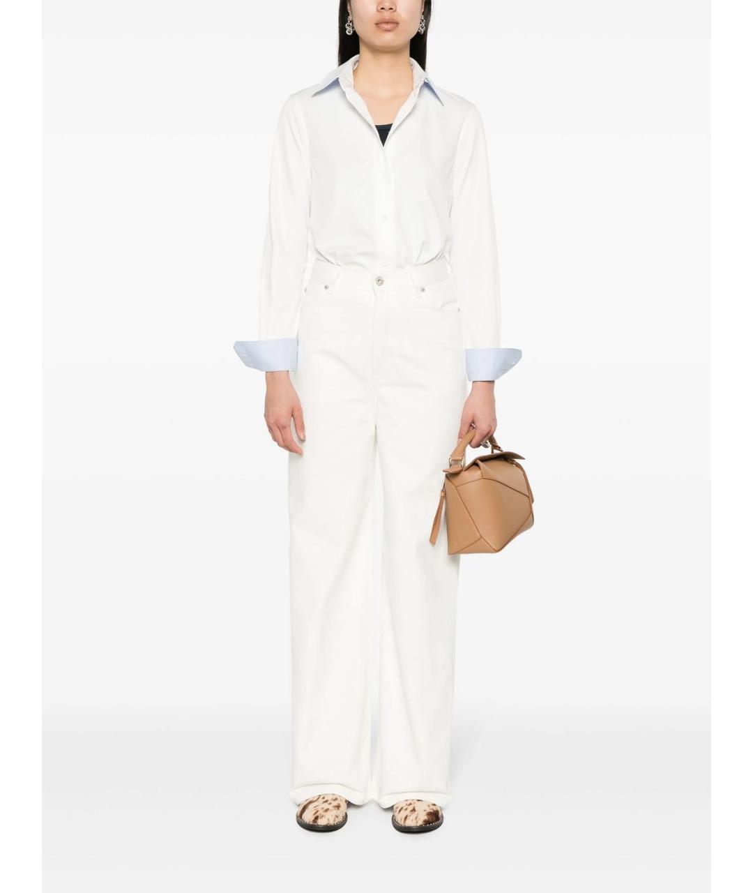 LOEWE Белые хлопковые прямые джинсы, фото 2