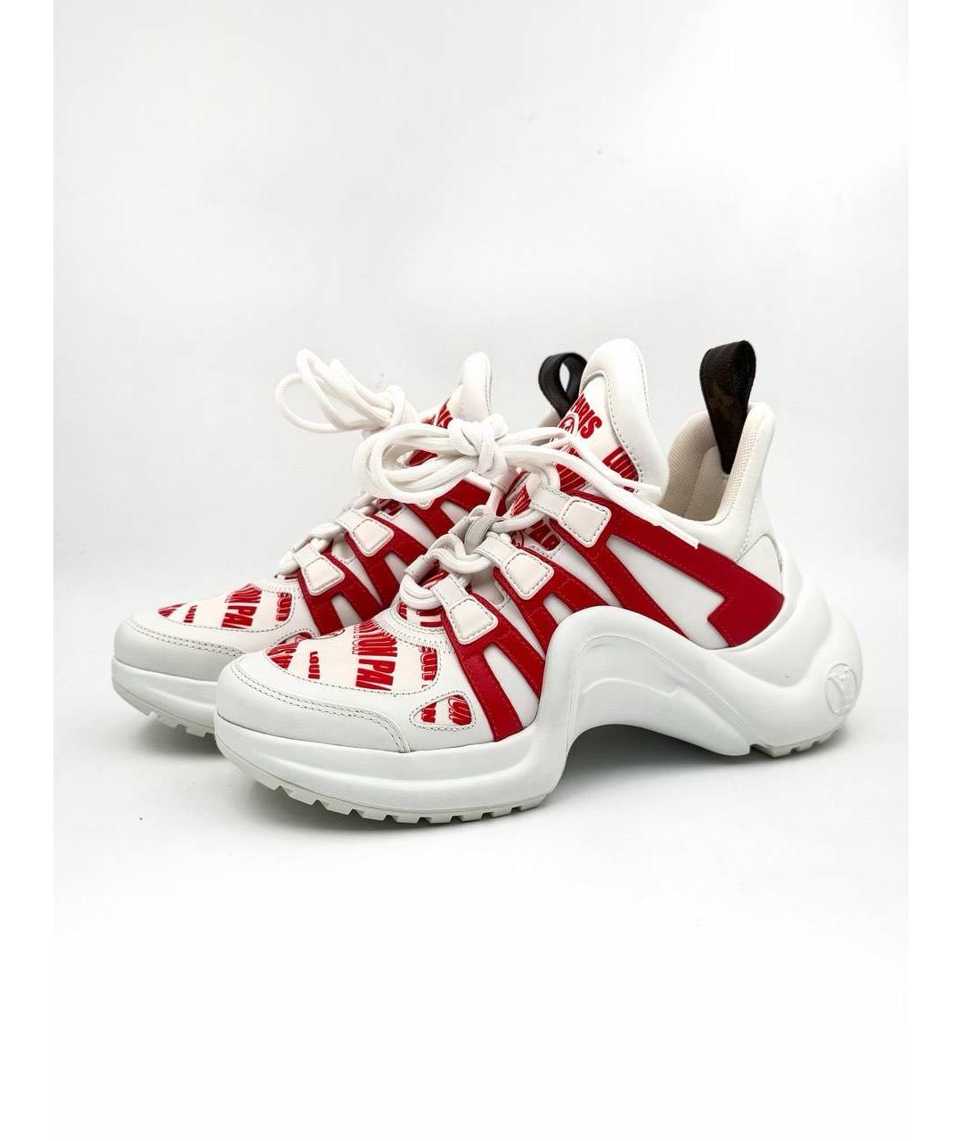 LOUIS VUITTON Красные кожаные кроссовки, фото 3