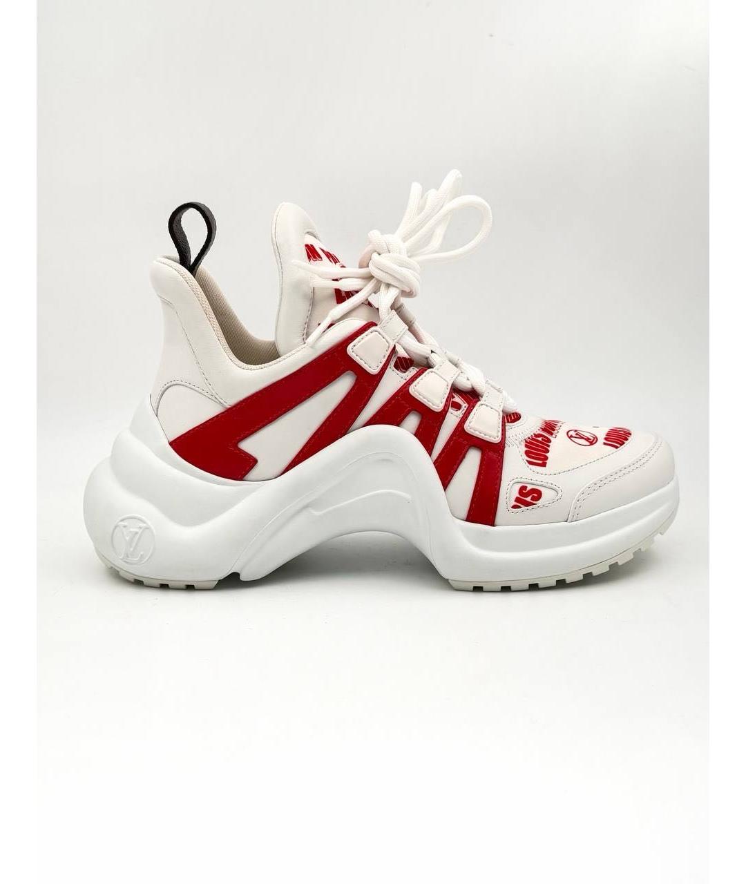 LOUIS VUITTON Красные кожаные кроссовки, фото 5
