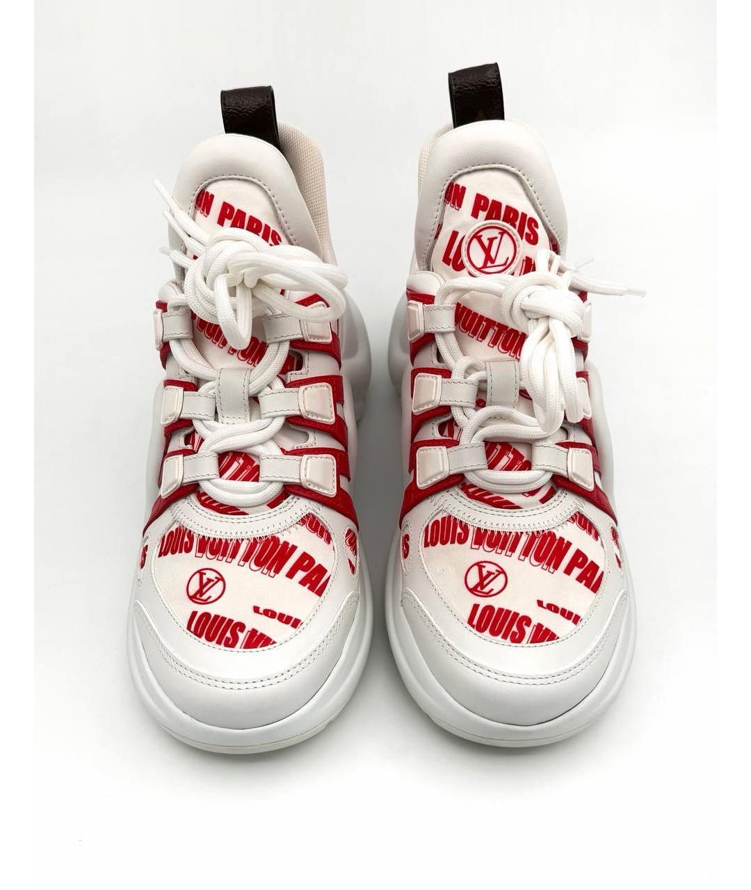 LOUIS VUITTON Красные кожаные кроссовки, фото 2