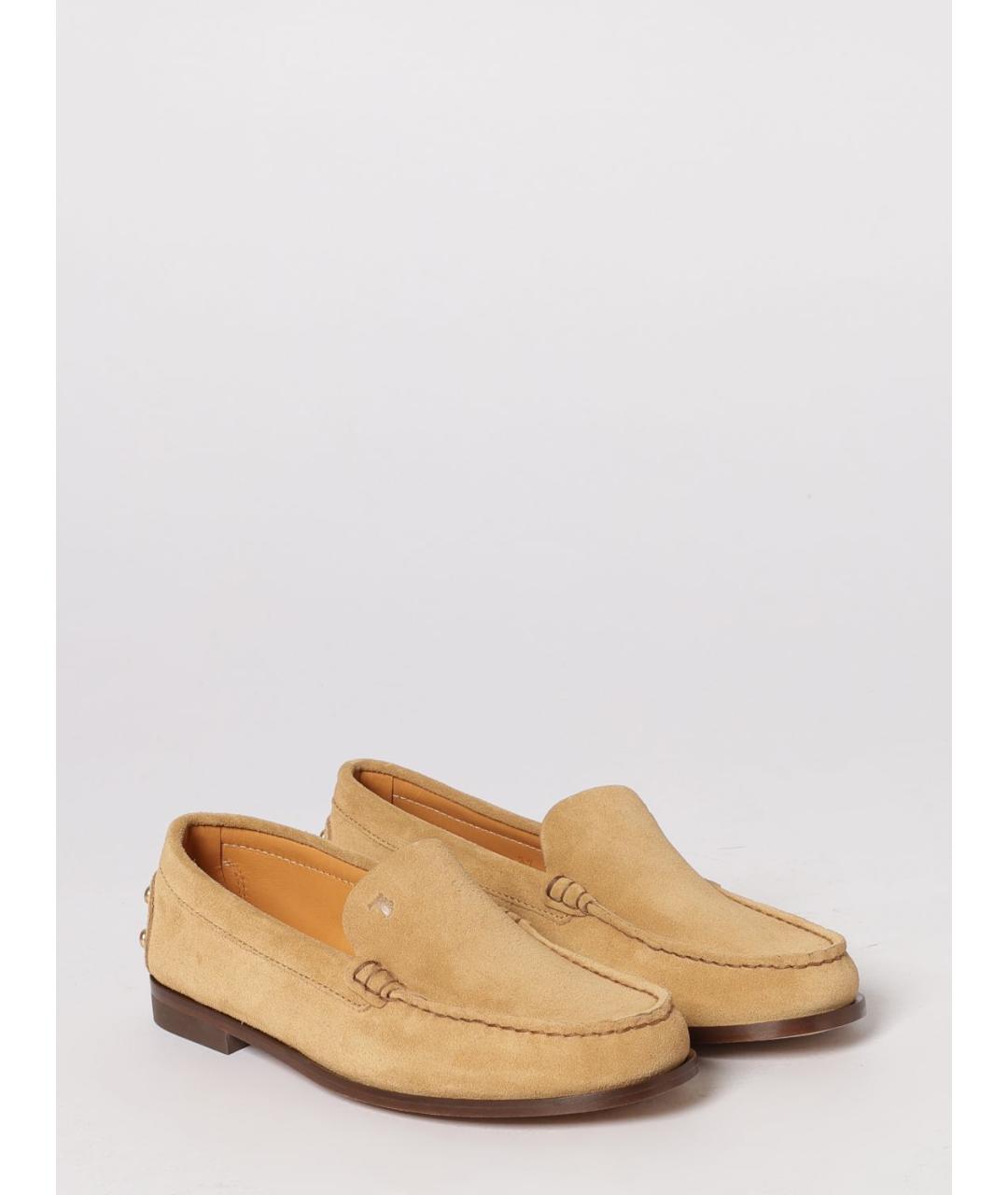 TOD'S Бежевые замшевые лоферы, фото 2