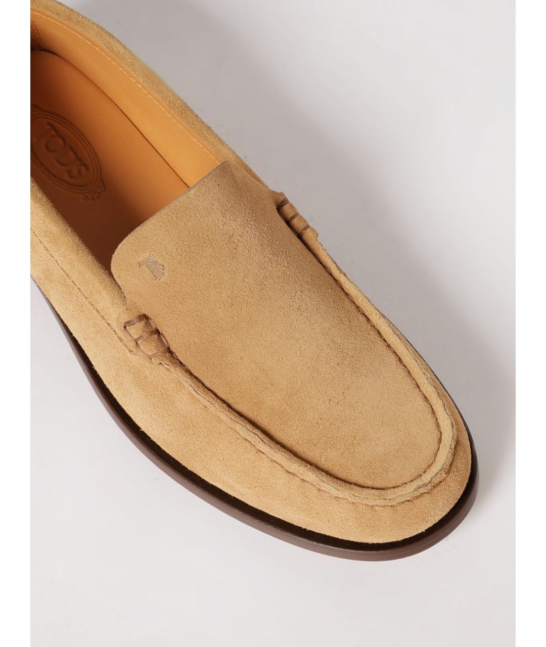 TOD'S Бежевые замшевые лоферы, фото 4