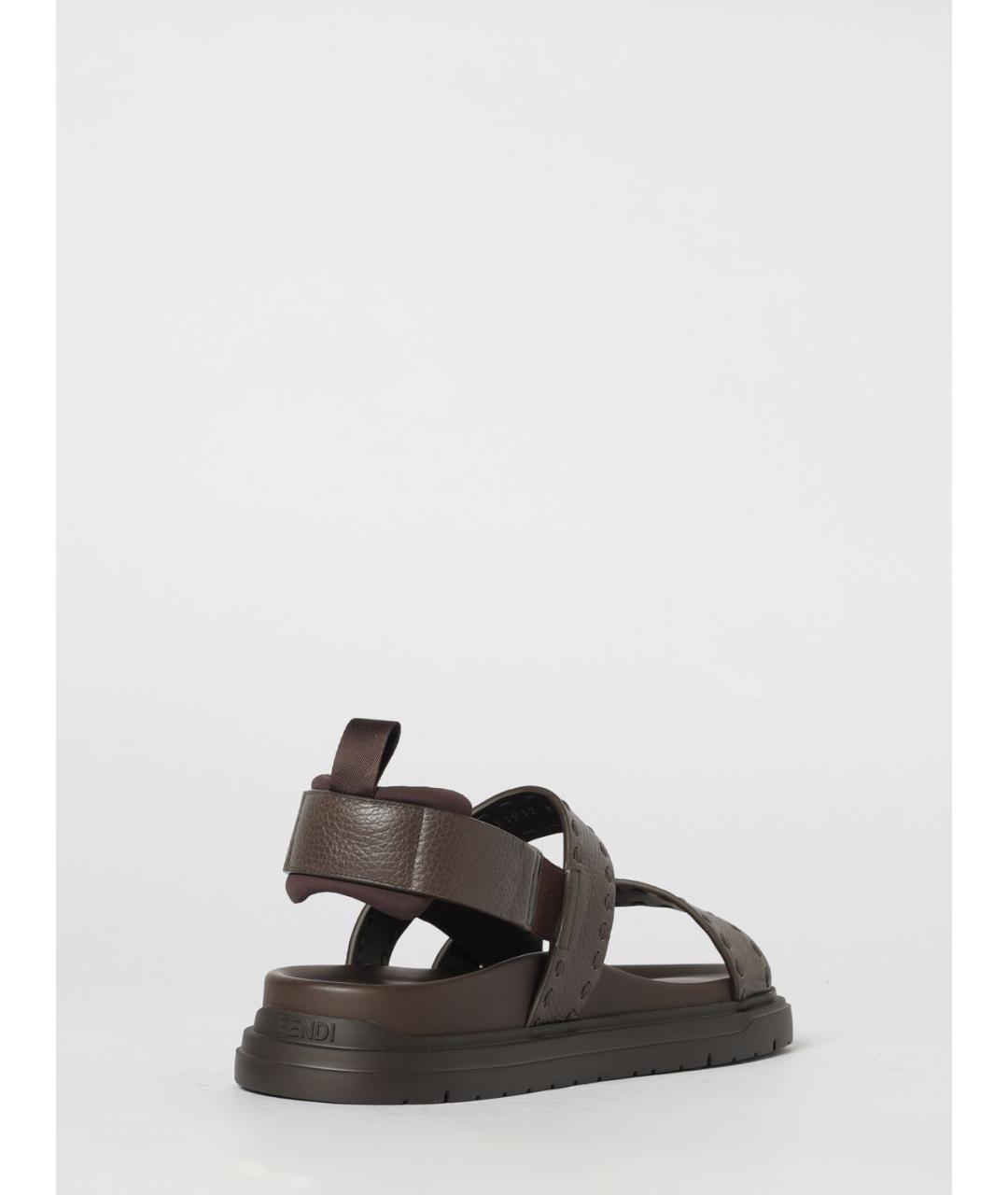 FENDI Коричневые кожаные сандалии, фото 3