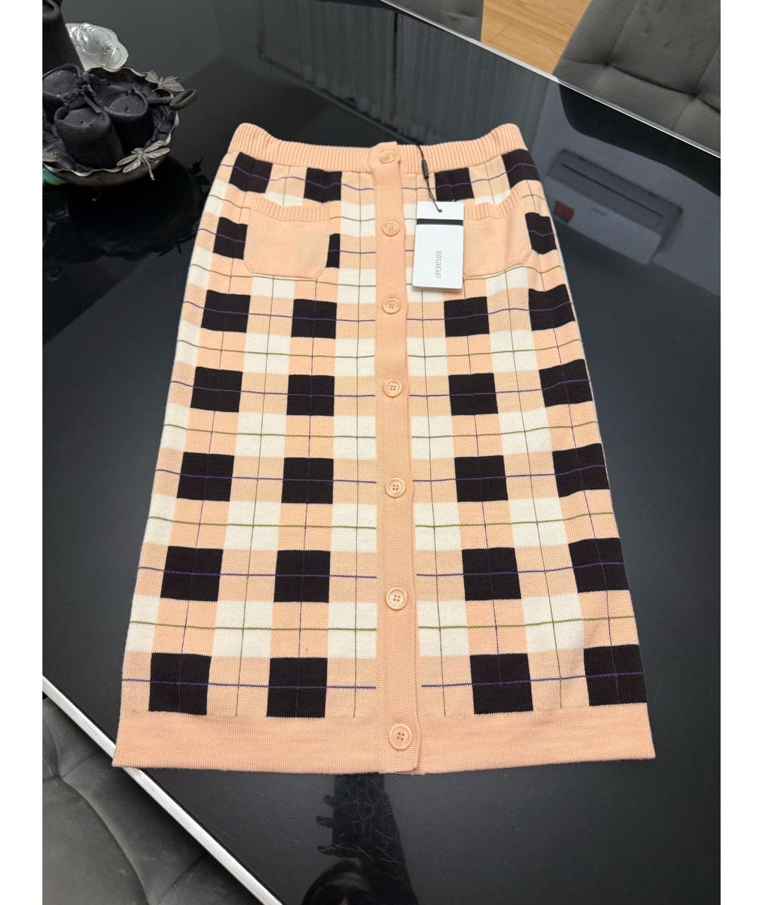 SPORTMAX Оранжевая шерстяная юбка миди, фото 7