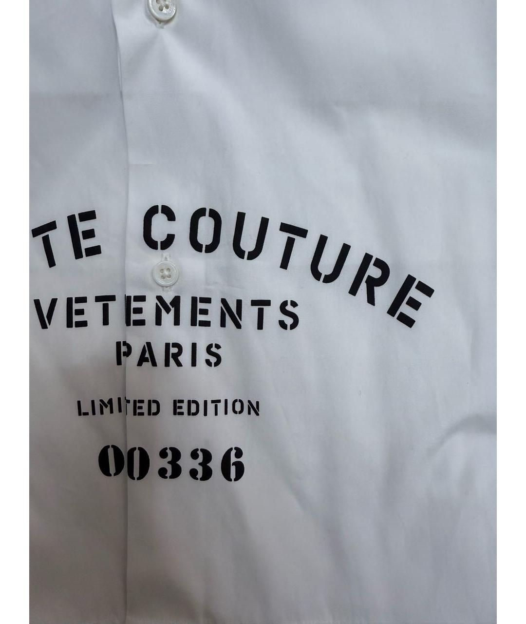 VETEMENTS Белая хлопковая рубашка, фото 4