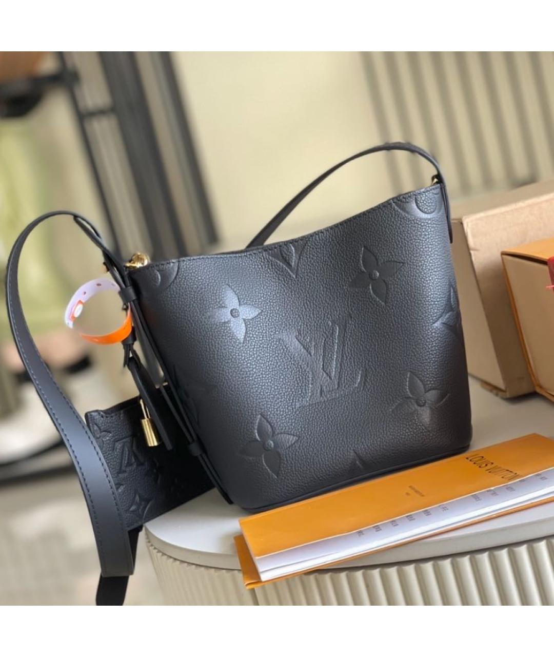 LOUIS VUITTON Черная кожаная сумка тоут, фото 2