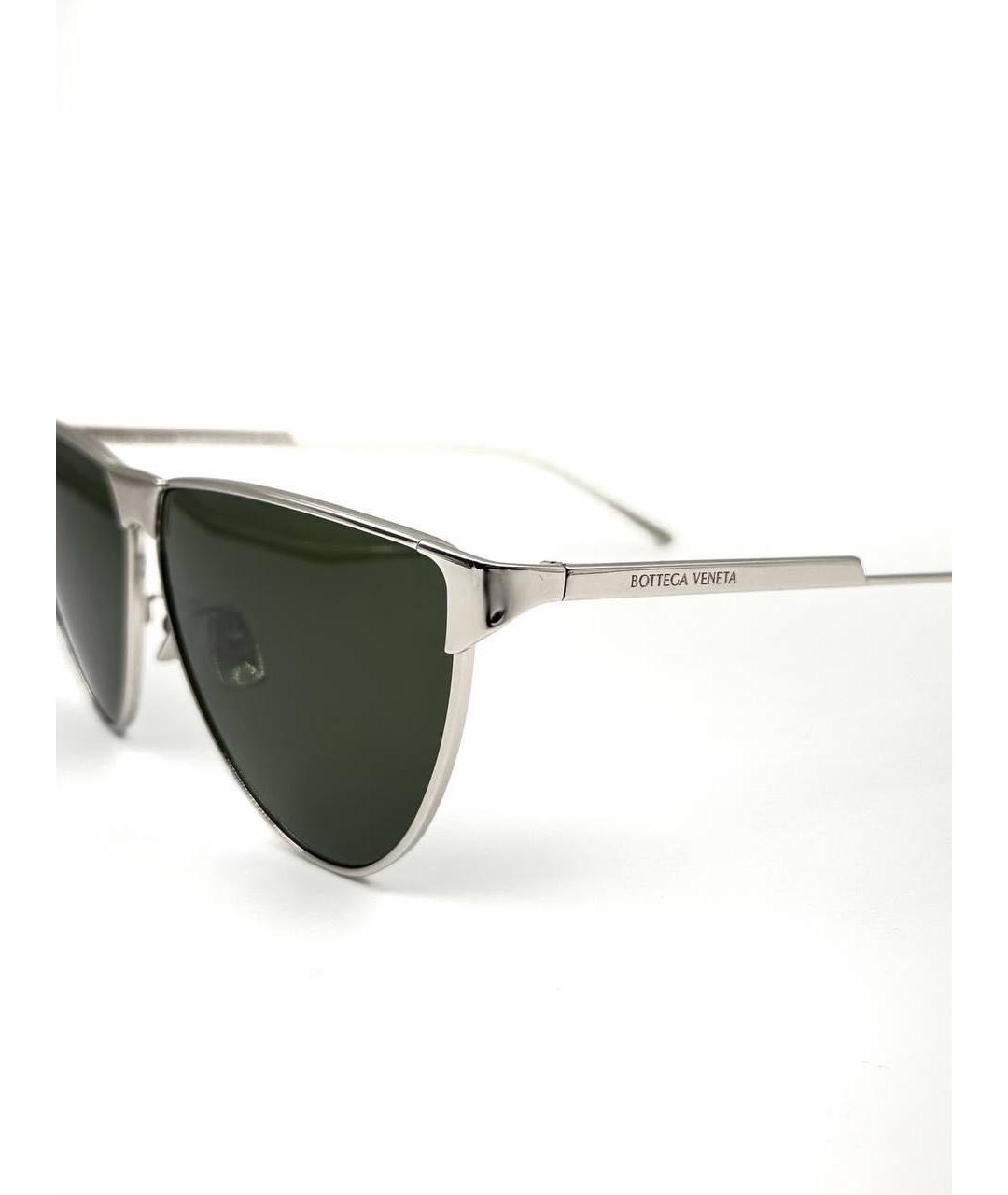 BOTTEGA VENETA Серебряные металлические солнцезащитные очки, фото 4