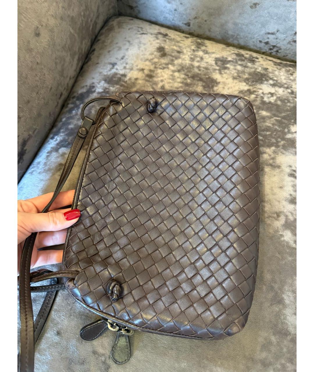BOTTEGA VENETA Коричневая кожаная сумка через плечо, фото 3