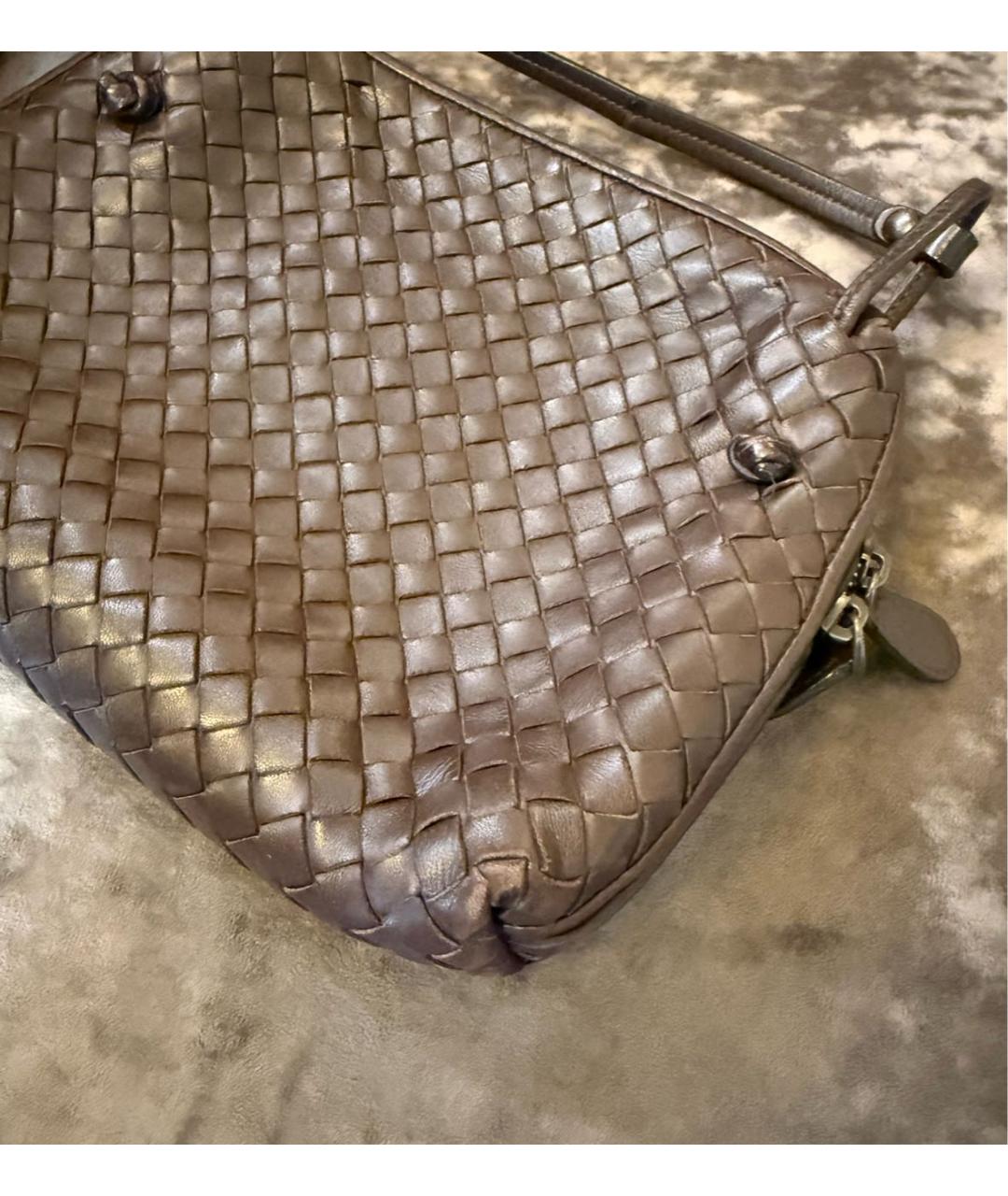 BOTTEGA VENETA Коричневая кожаная сумка через плечо, фото 6