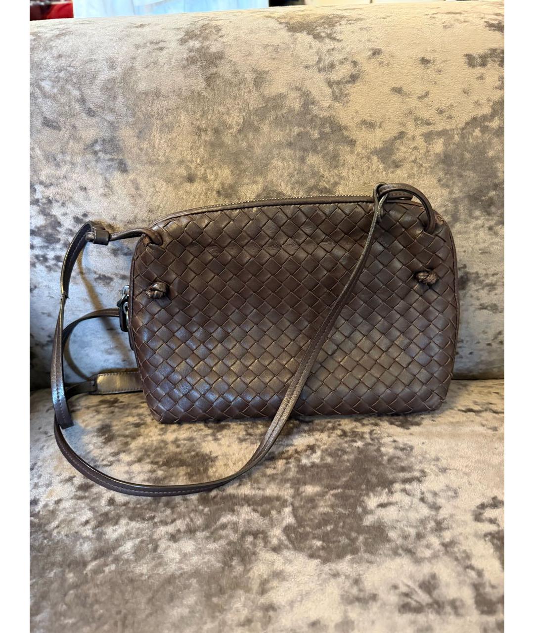 BOTTEGA VENETA Коричневая кожаная сумка через плечо, фото 9