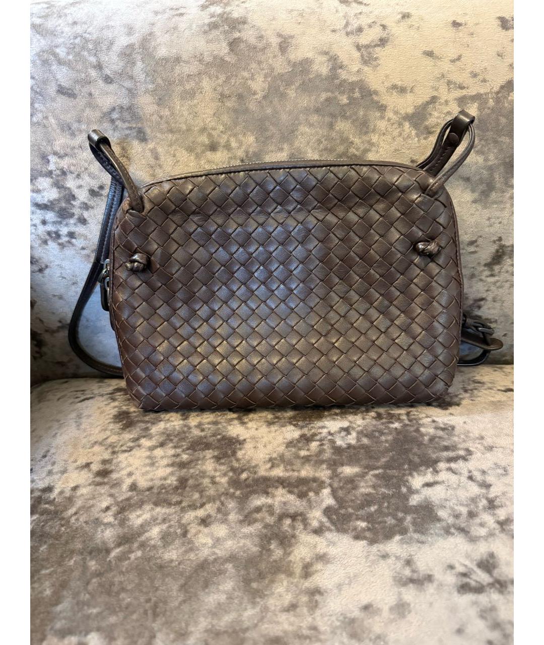 BOTTEGA VENETA Коричневая кожаная сумка через плечо, фото 2