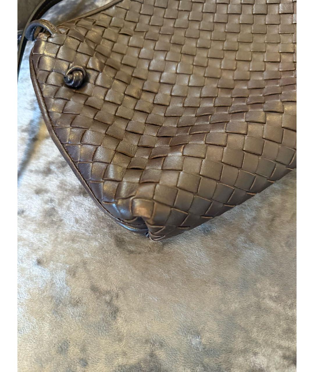 BOTTEGA VENETA Коричневая кожаная сумка через плечо, фото 5