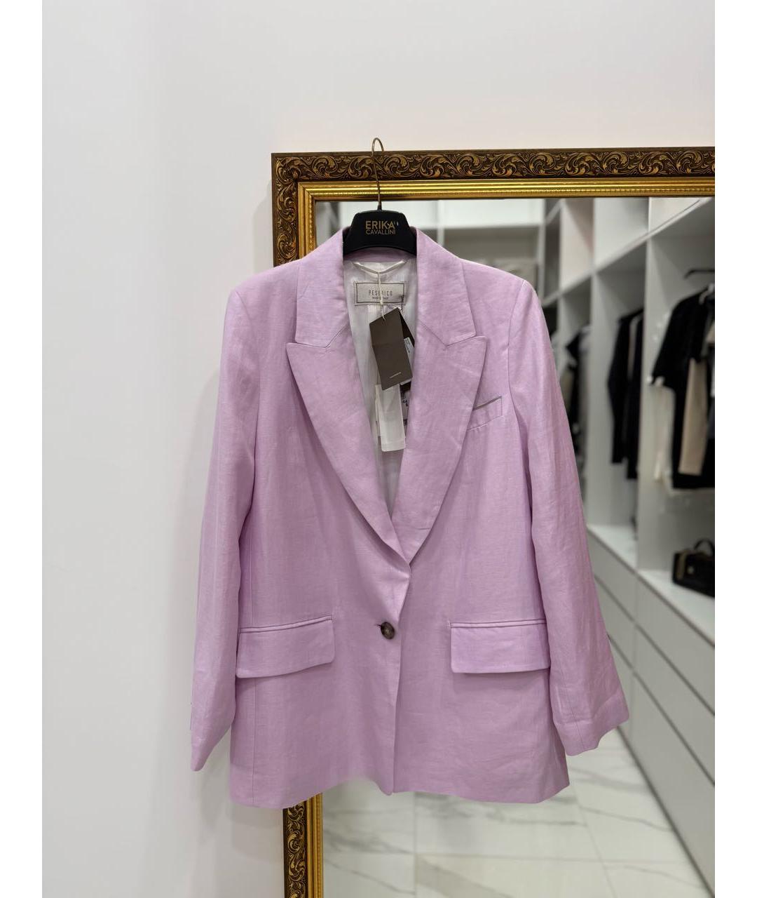 PESERICO Фиолетовый льняной жакет/пиджак, фото 4
