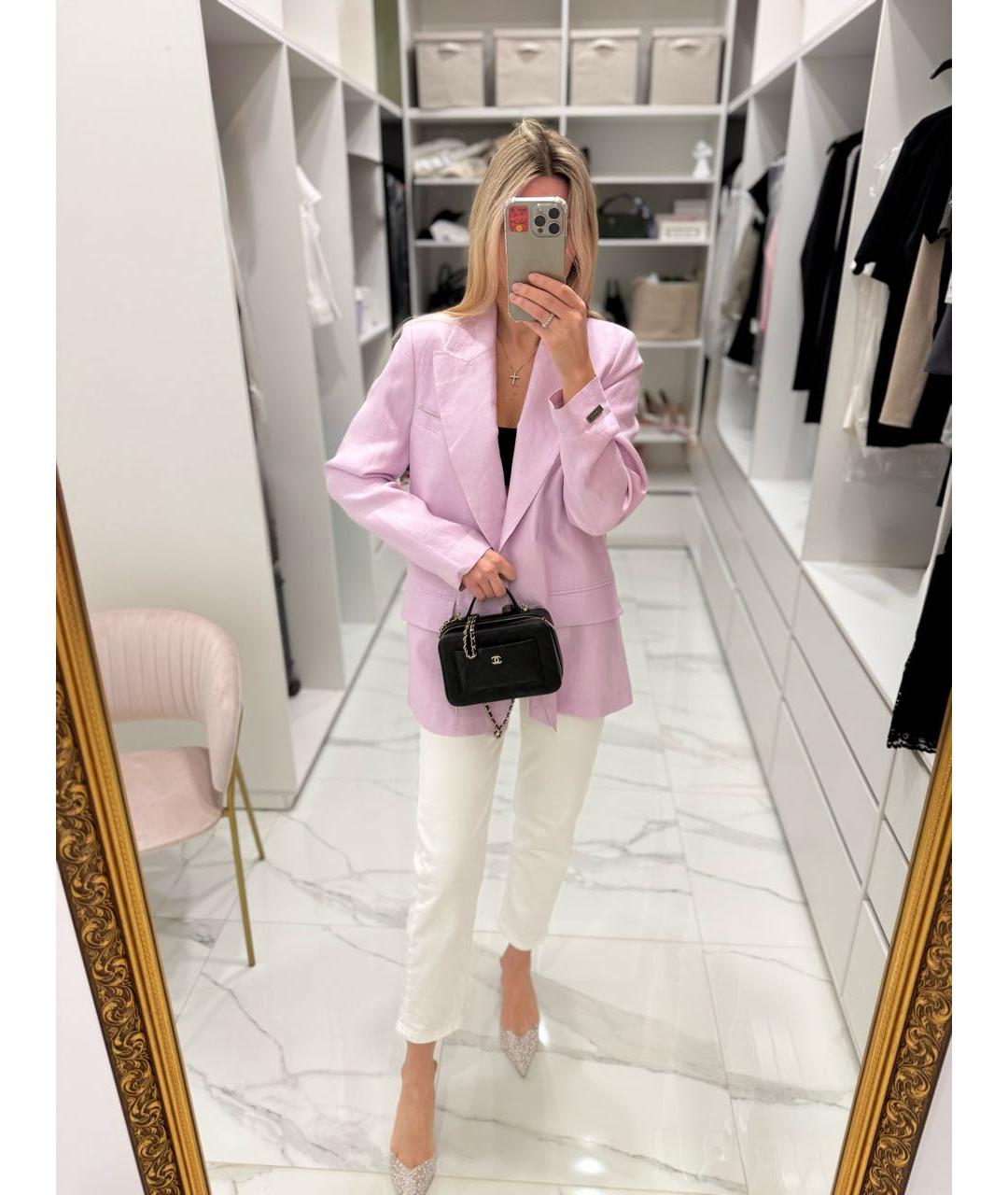 PESERICO Фиолетовый льняной жакет/пиджак, фото 2