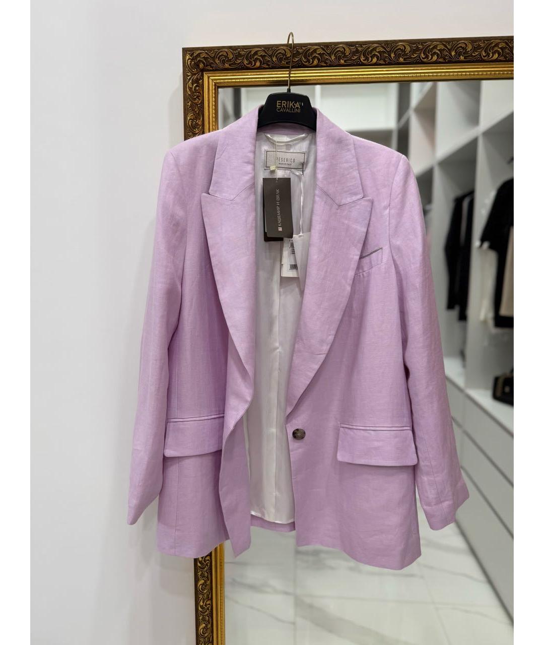PESERICO Фиолетовый льняной жакет/пиджак, фото 5