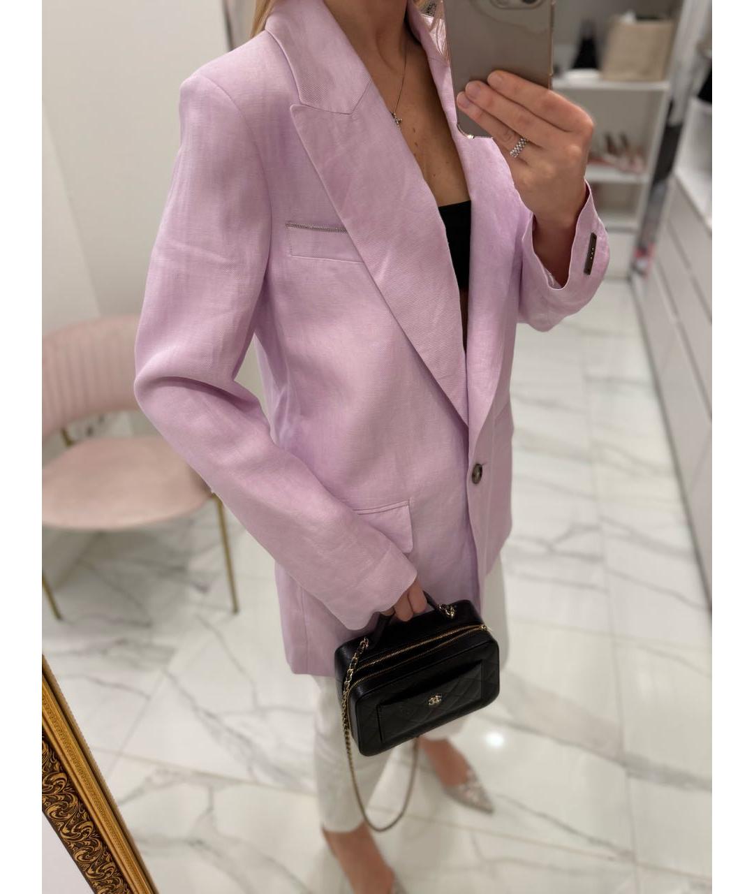 PESERICO Фиолетовый льняной жакет/пиджак, фото 3