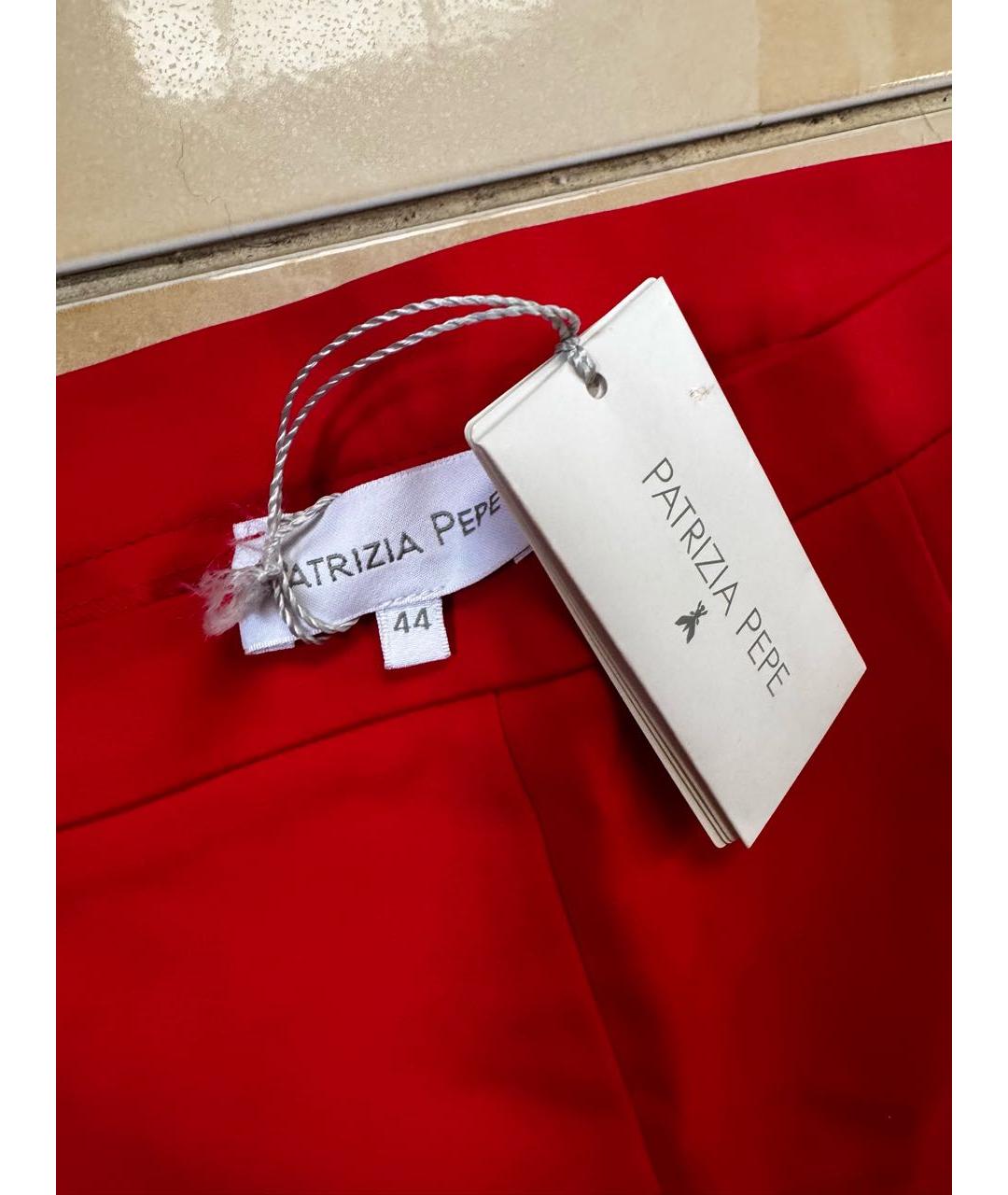 PATRIZIA PEPE Красные хлопковые брюки узкие, фото 3