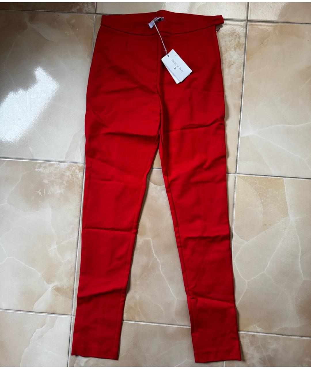 PATRIZIA PEPE Красные хлопковые брюки узкие, фото 4