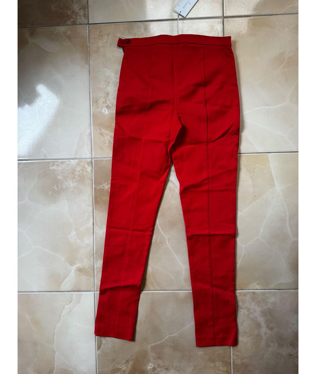 PATRIZIA PEPE Красные хлопковые брюки узкие, фото 2