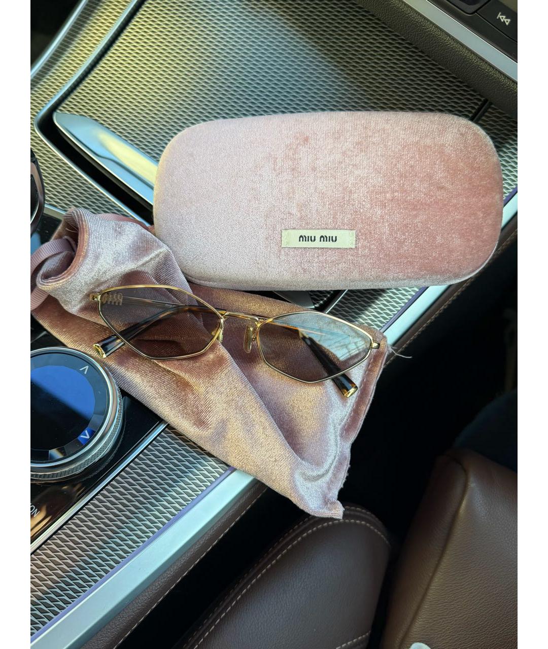 MIU MIU Золотые металлические солнцезащитные очки, фото 2