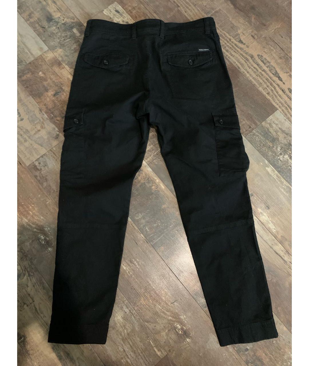 DOLCE&GABBANA Черные хлопковые повседневные брюки, фото 2