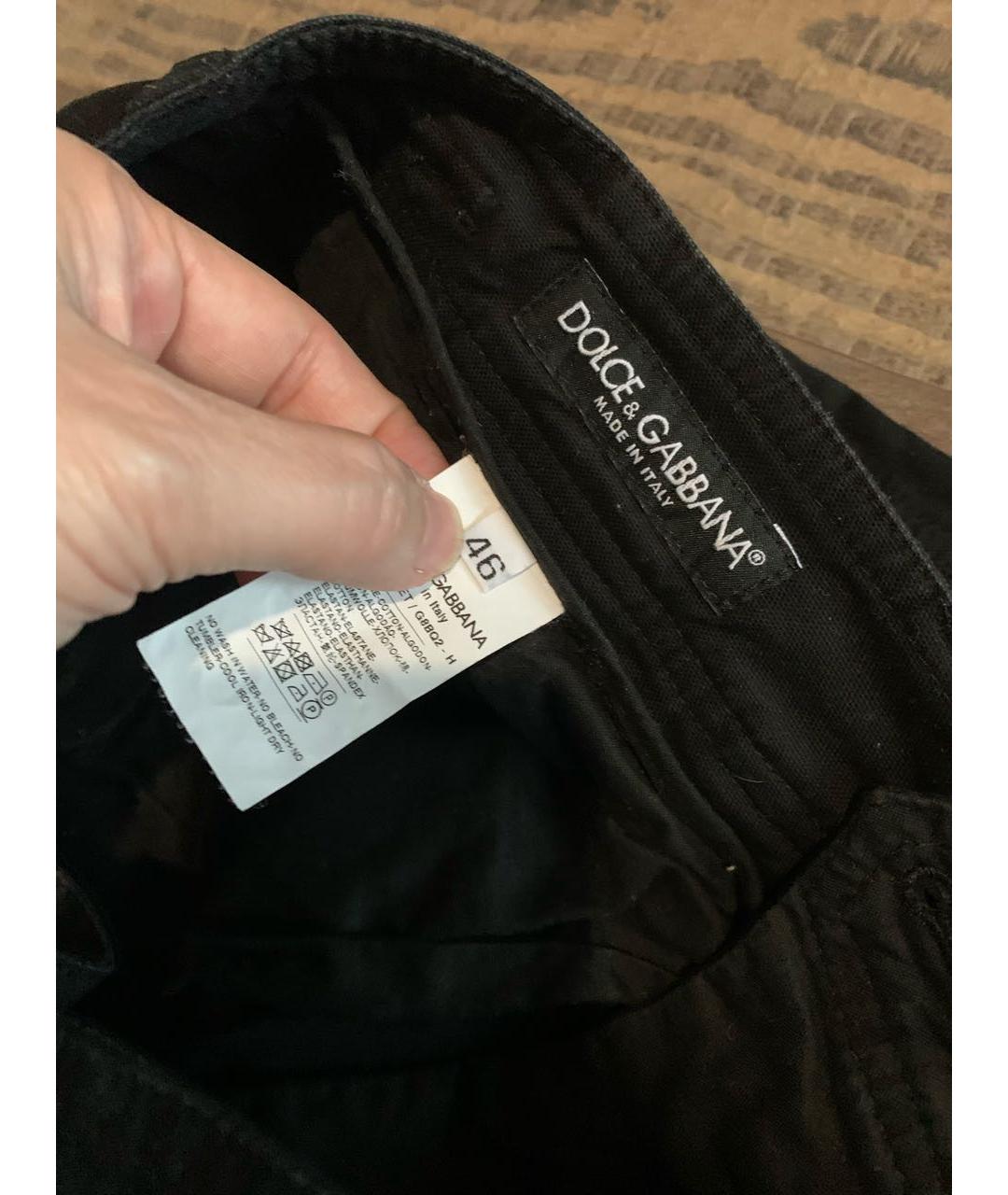 DOLCE&GABBANA Черные хлопковые повседневные брюки, фото 5