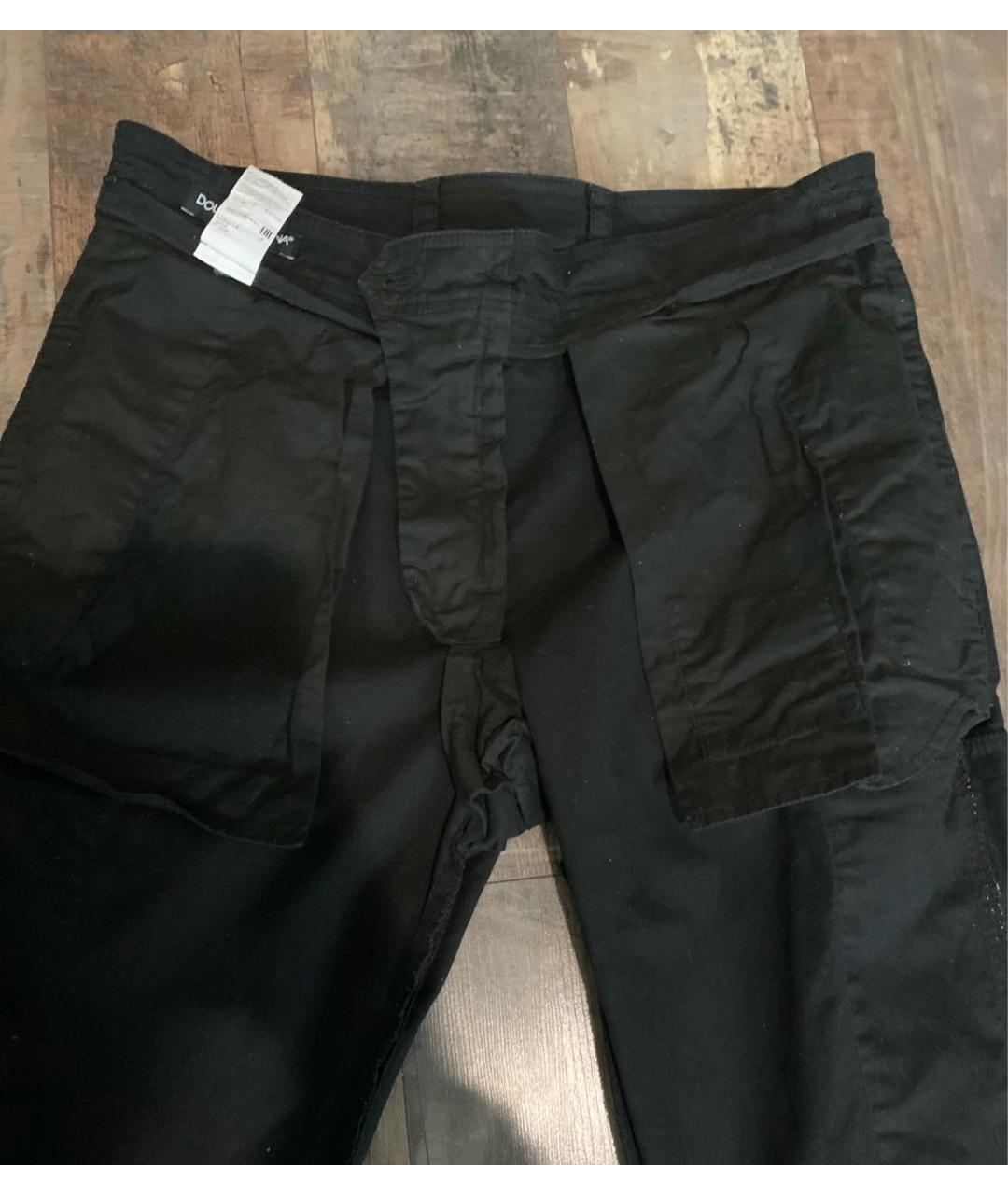 DOLCE&GABBANA Черные хлопковые повседневные брюки, фото 3