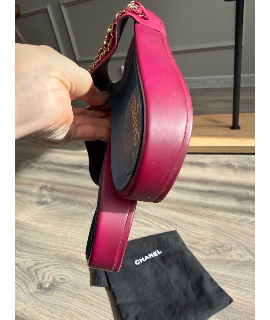 CHANEL Фуксия текстильные шлепанцы, фото 4