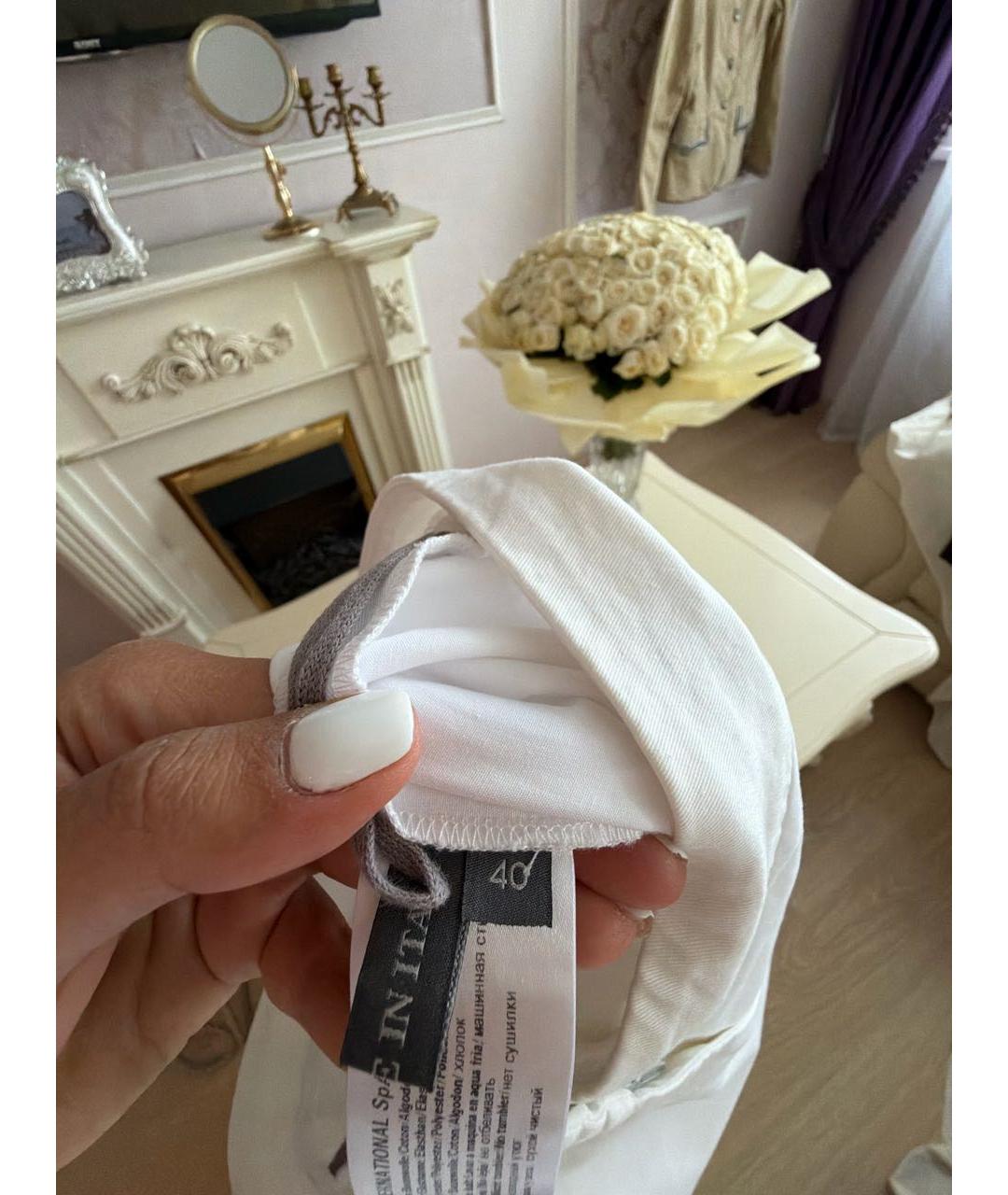 LORENA ANTONIAZZI Белые хлопковые прямые брюки, фото 6