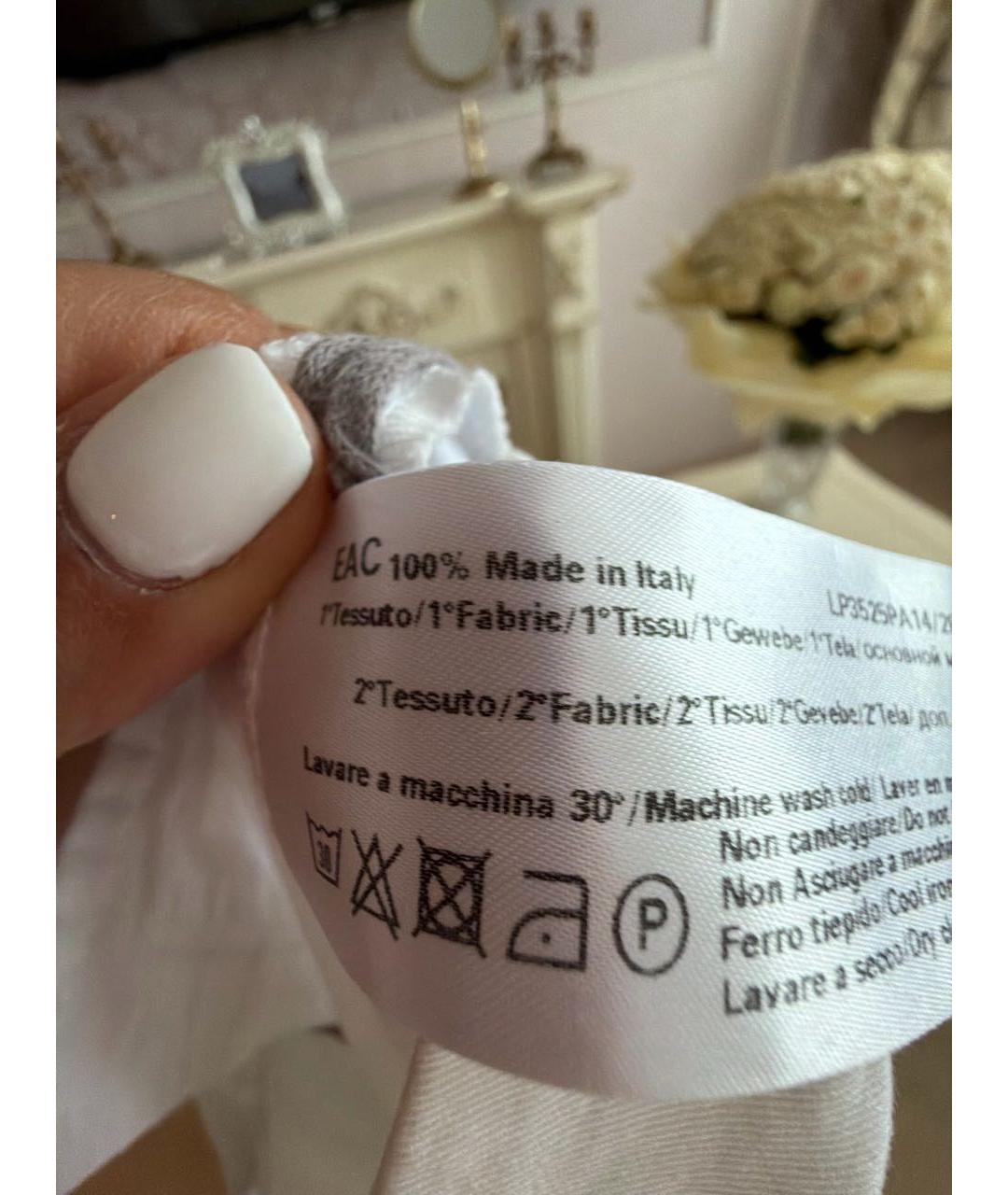 LORENA ANTONIAZZI Белые хлопковые прямые брюки, фото 7