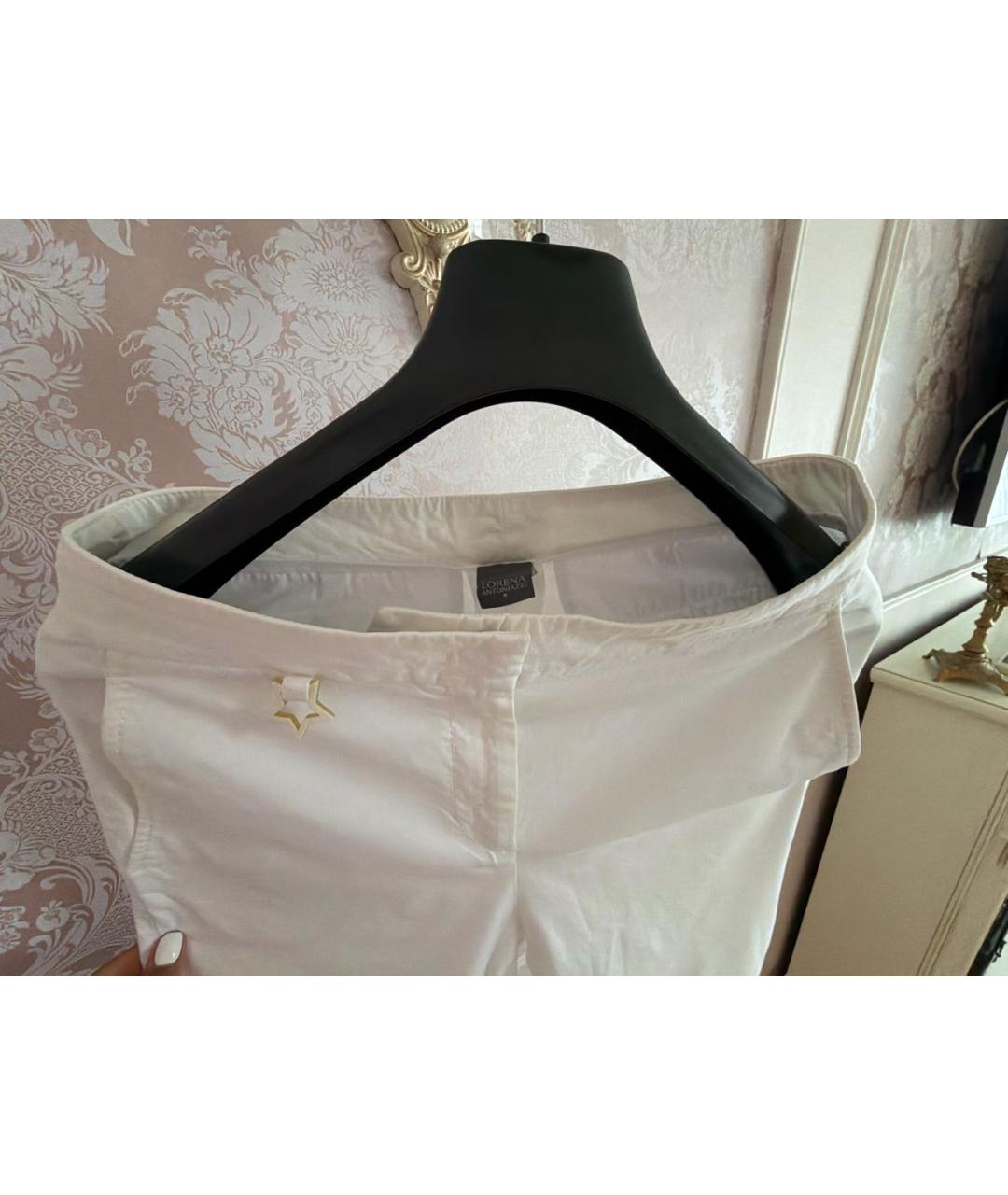 LORENA ANTONIAZZI Белые хлопковые прямые брюки, фото 3