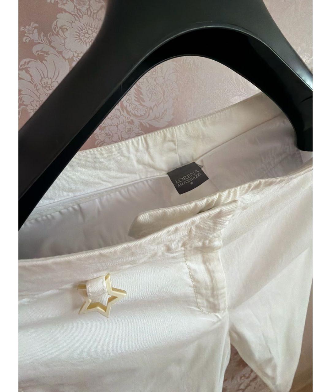 LORENA ANTONIAZZI Белые хлопковые прямые брюки, фото 4