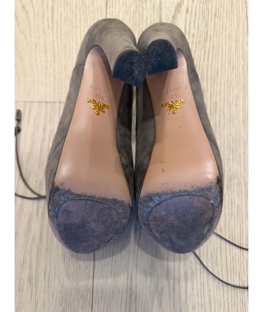 PRADA Серые замшевые ботильоны, фото 5