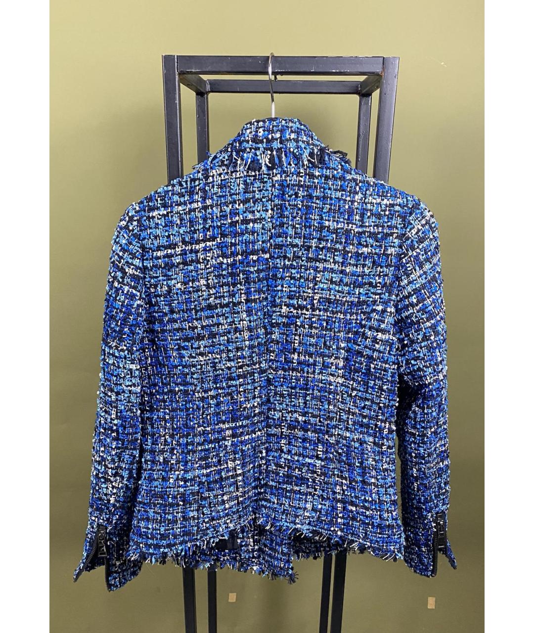 TWIN-SET Синий твидовый жакет/пиджак, фото 2