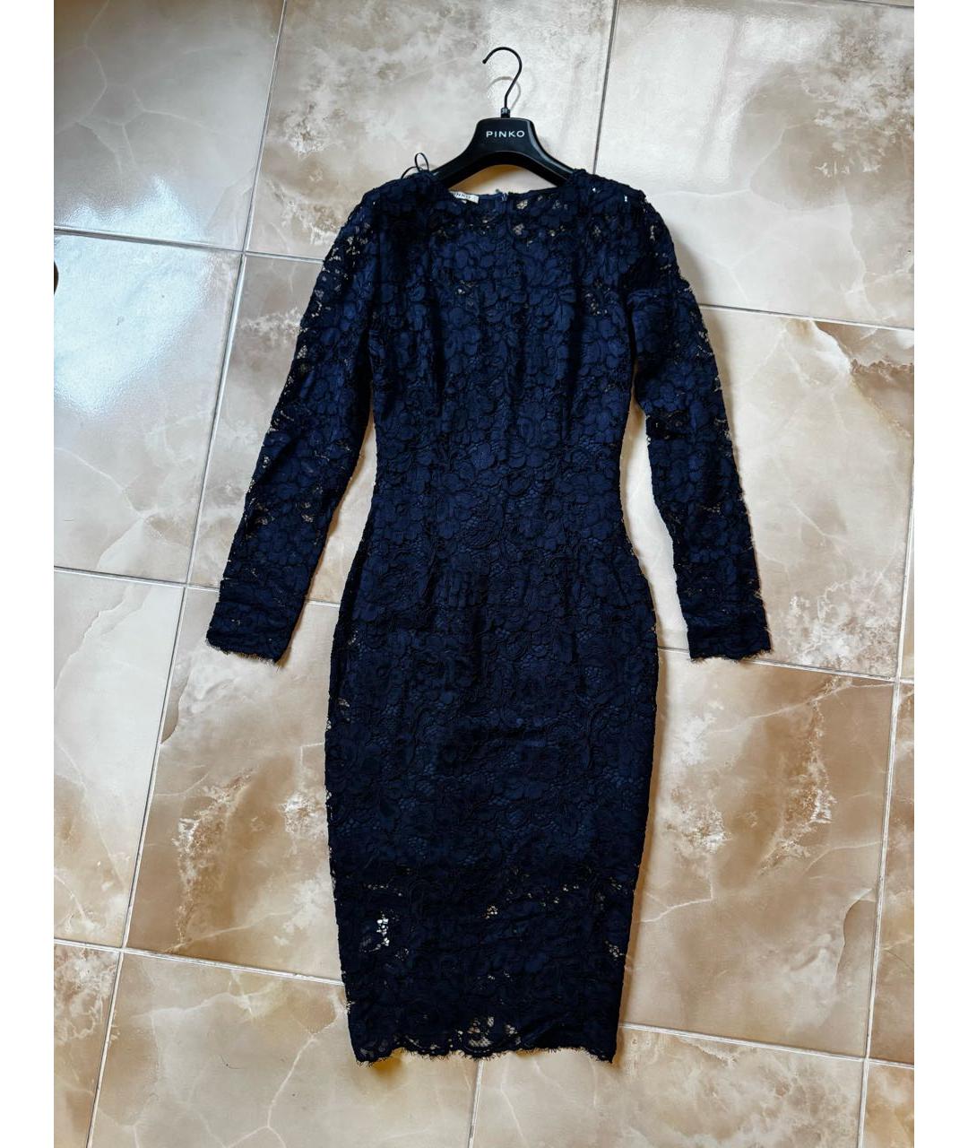 PINKO Темно-синее полиамидовое вечернее платье, фото 8