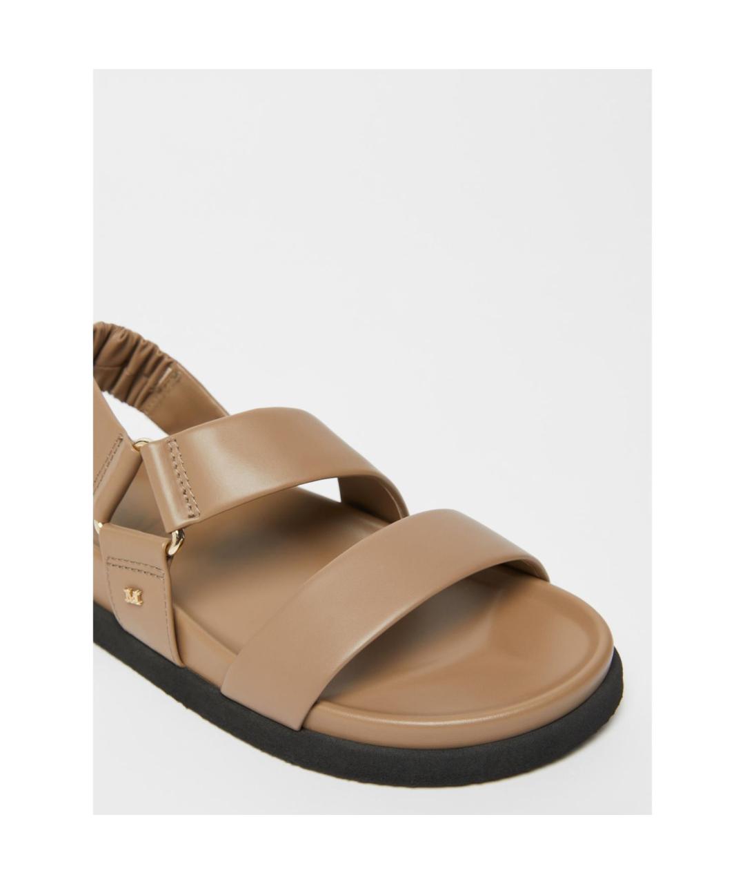 MAX MARA Коричневые кожаные сандалии, фото 4