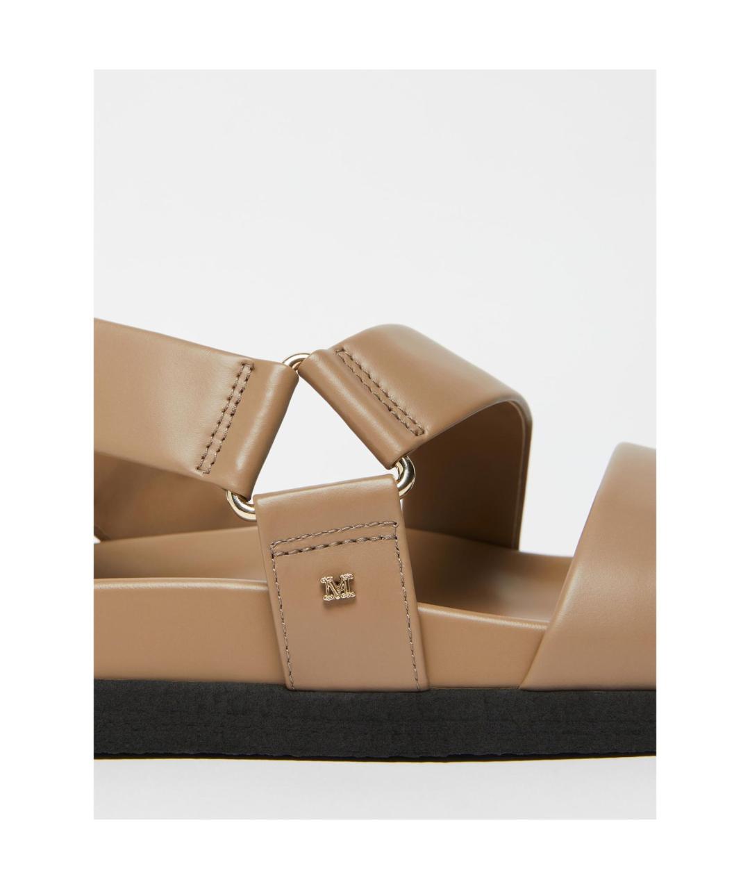 MAX MARA Коричневые кожаные сандалии, фото 5