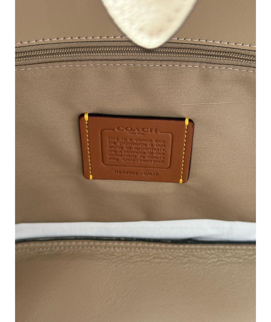 COACH Белая кожаная сумка тоут, фото 6