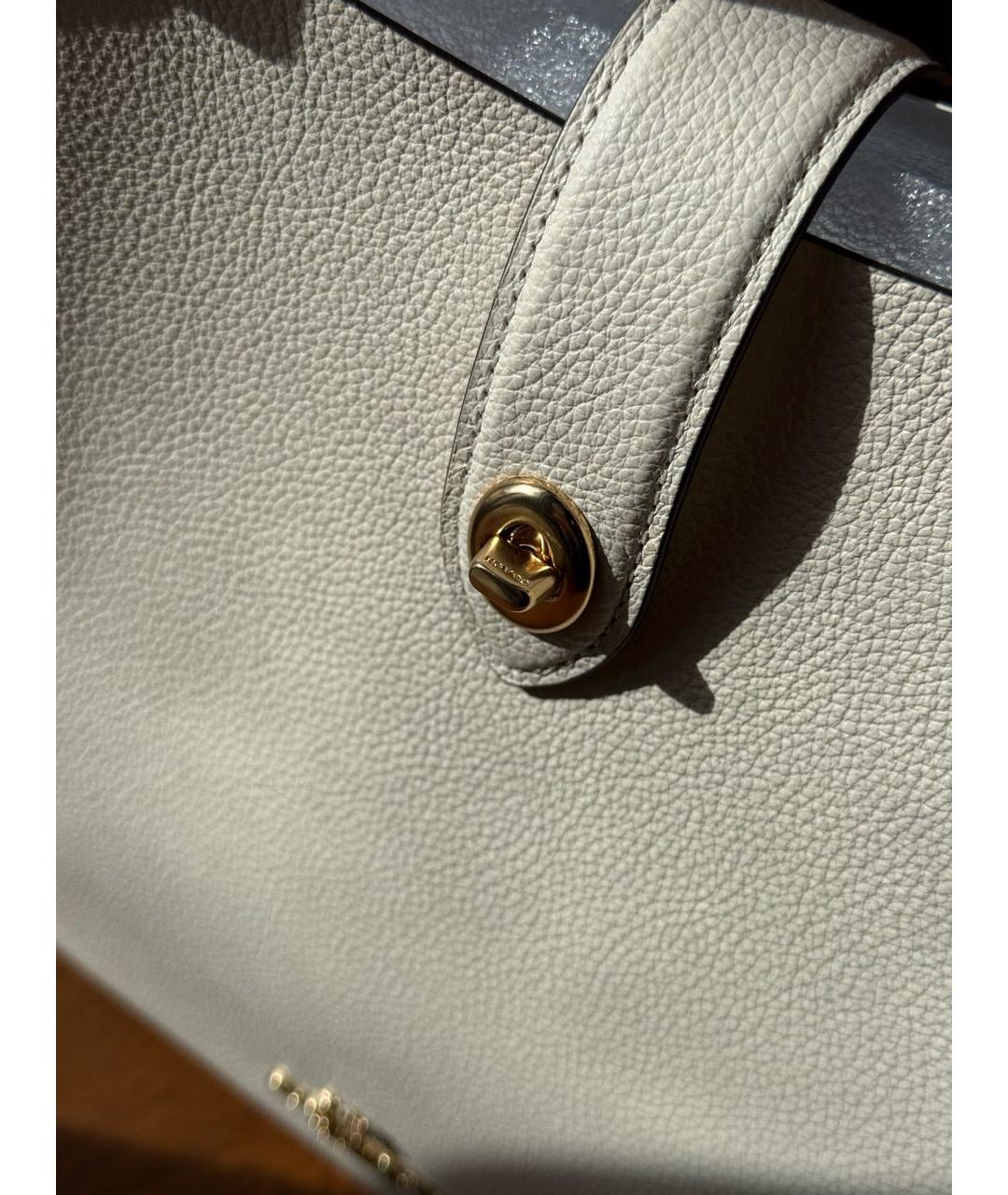 COACH Белая кожаная сумка тоут, фото 5