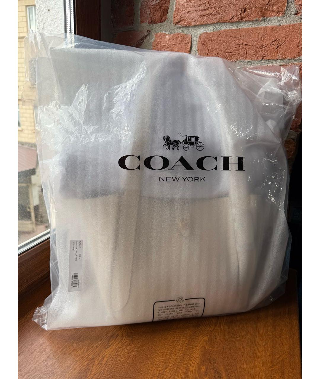 COACH Белая кожаная сумка тоут, фото 8