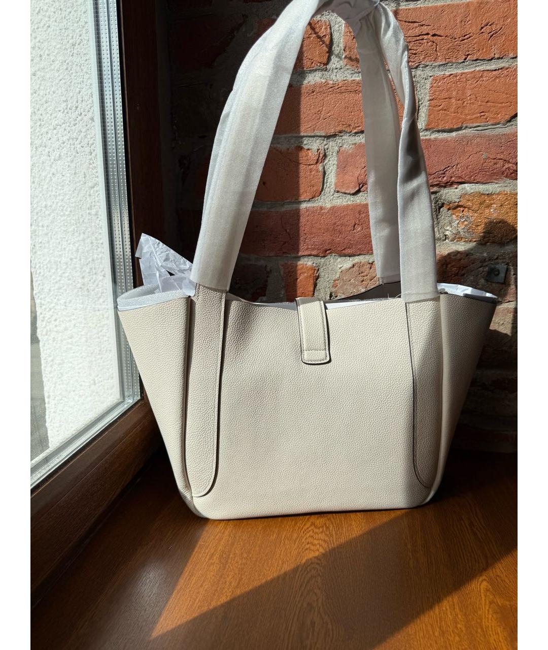 COACH Белая кожаная сумка тоут, фото 3