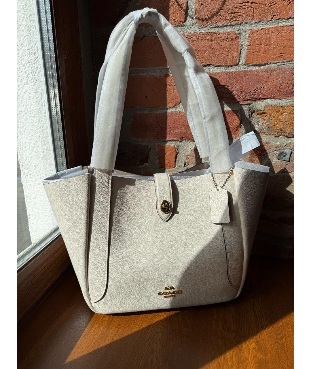 COACH Белая кожаная сумка тоут, фото 2