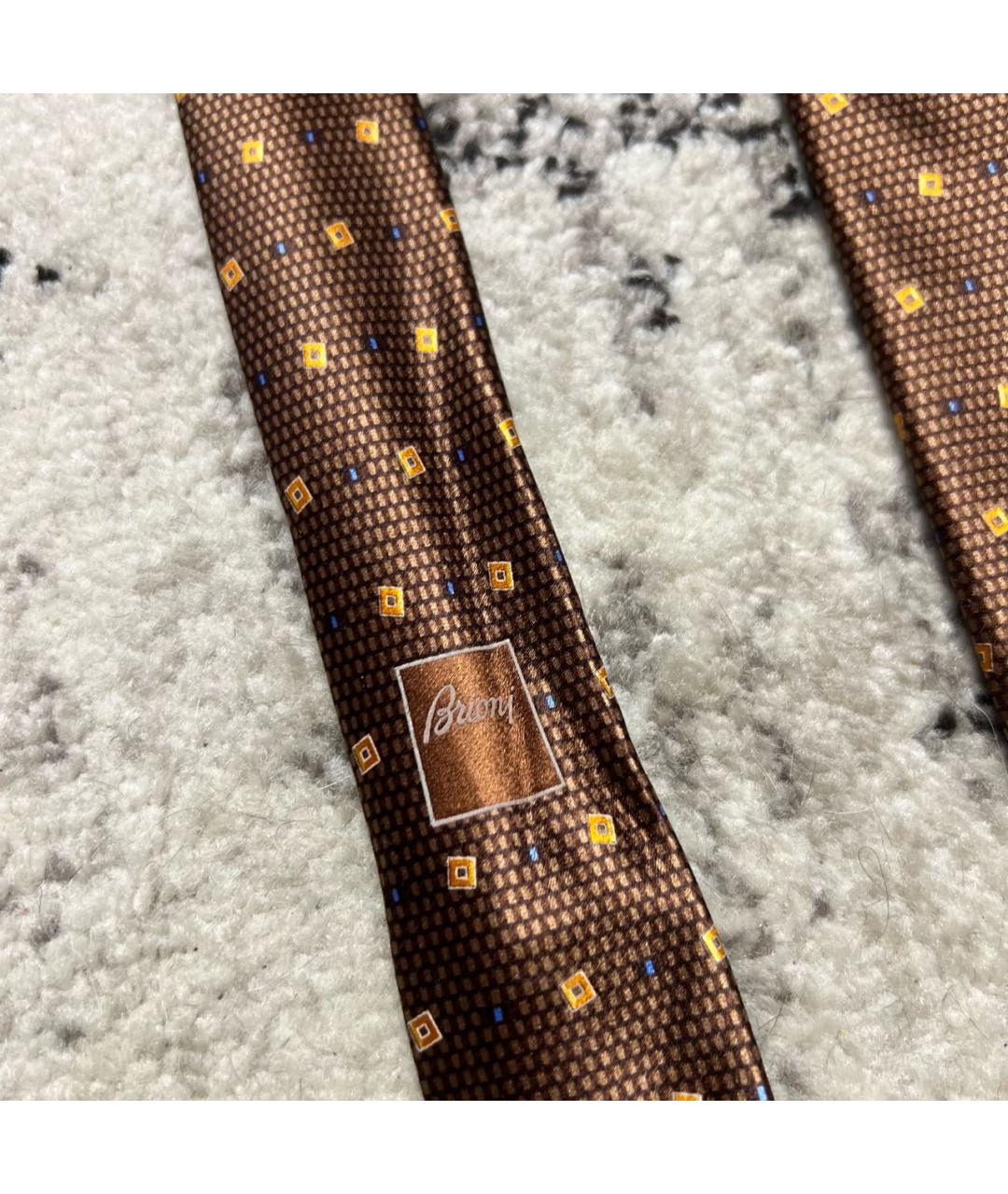 BRIONI Коричневый шелковый галстук, фото 3