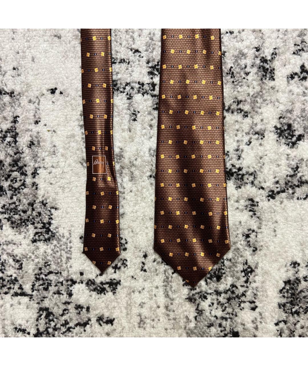 BRIONI Коричневый шелковый галстук, фото 2