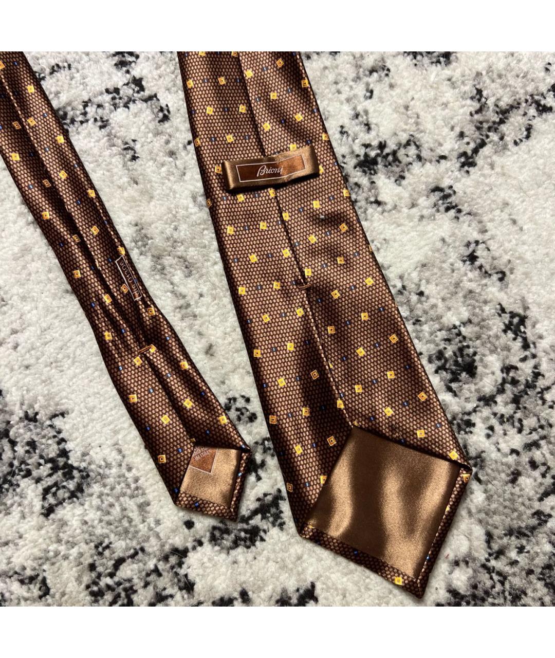 BRIONI Коричневый шелковый галстук, фото 4