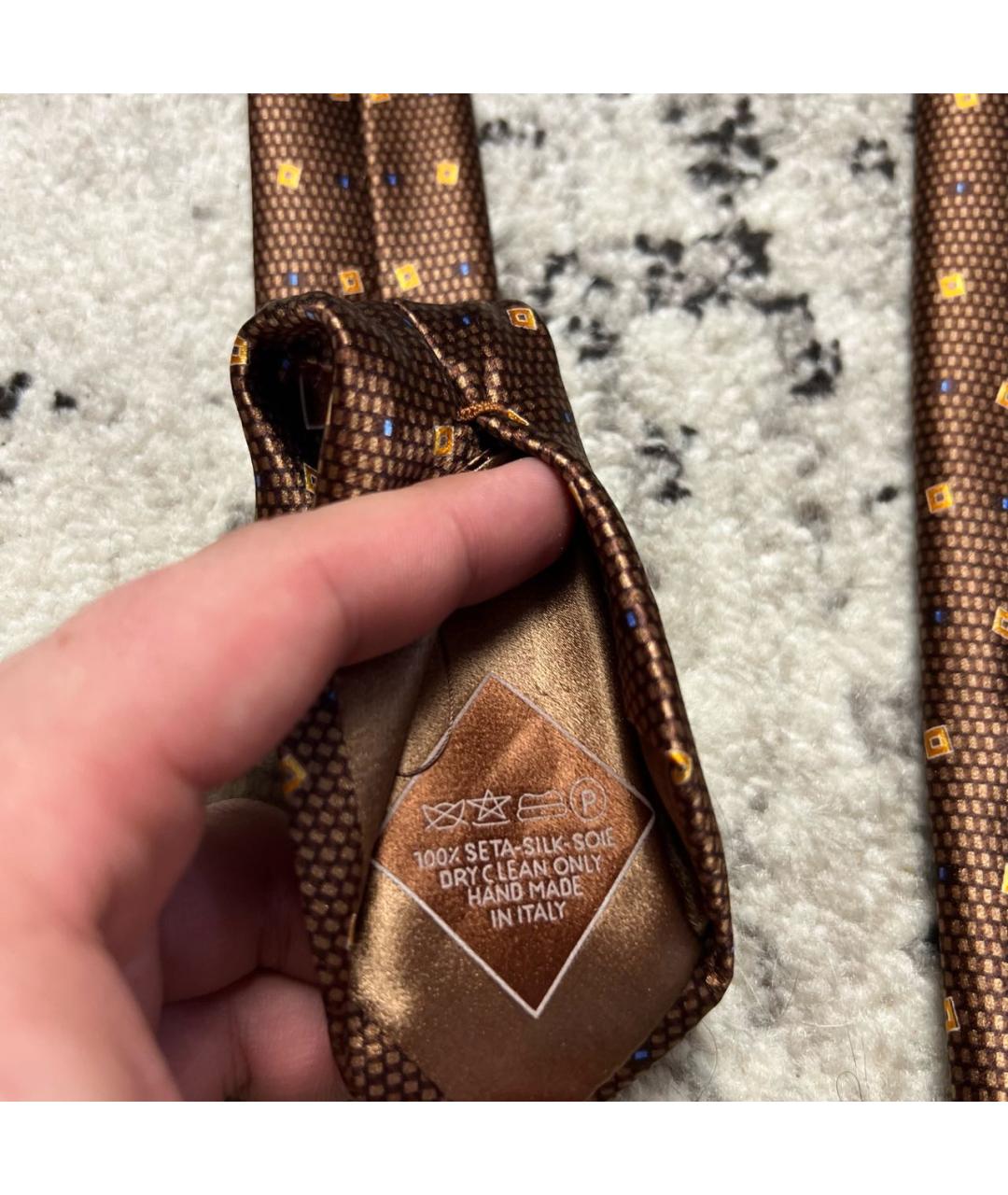 BRIONI Коричневый шелковый галстук, фото 6