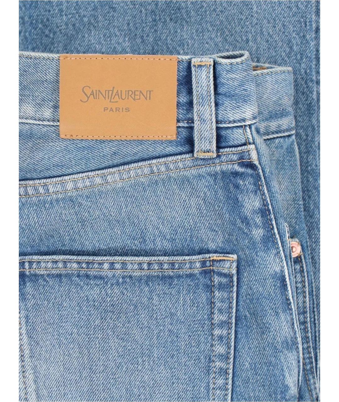 SAINT LAURENT Синие хлопковые прямые джинсы, фото 4